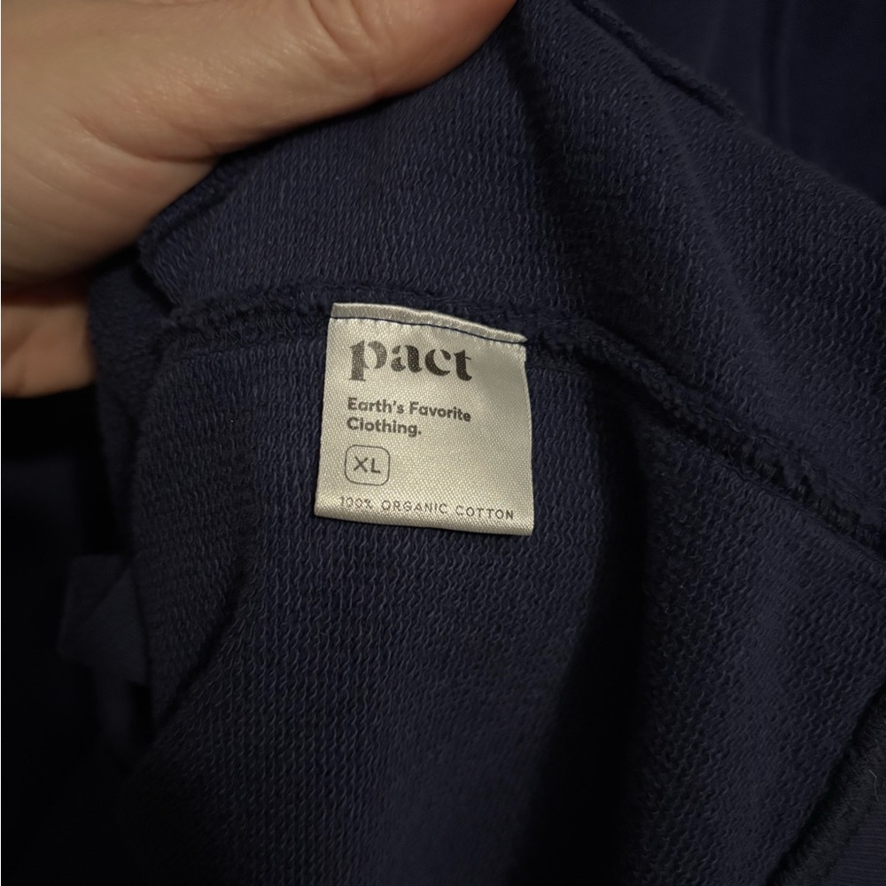 PACT® Organic Cotton Downtime Essential Long Sleeve Navy Sweatshirt Dress - Picture 7 of 9